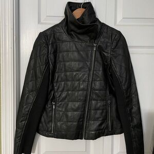 Asymmetrical Black Leather Moto Jacket